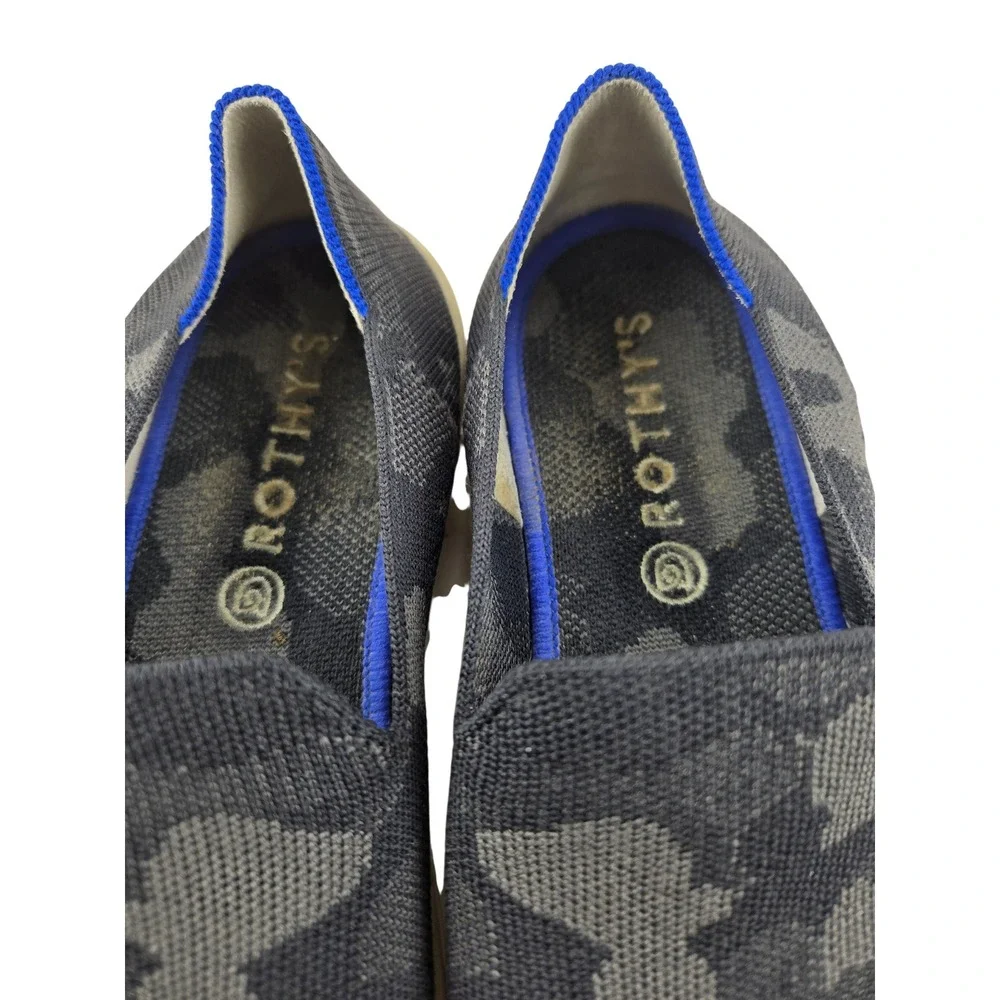 Rothy's The Sneaker Grey Camo Slip On Knit Shoes Womens 9.5 Washable Sustainable
